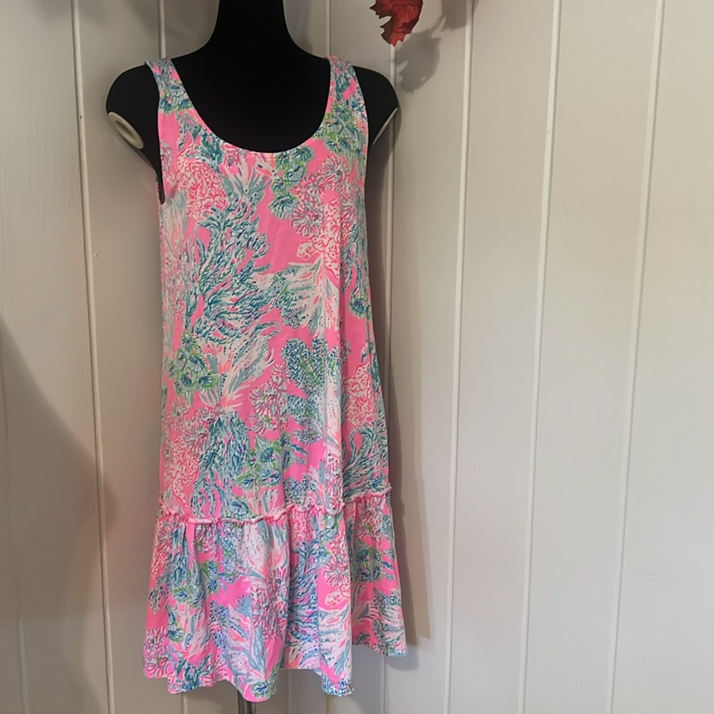 🔥🔥lily pulitzer Pink and Green Sleeveless Dress M - Picture 2 of 6